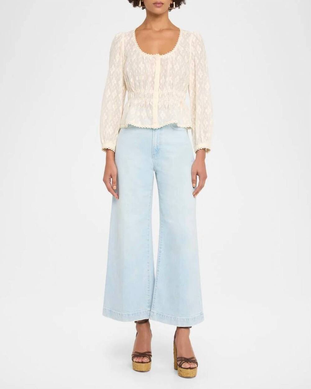 NEW PAIGE harper wide leg ankle jeans in fleur de m